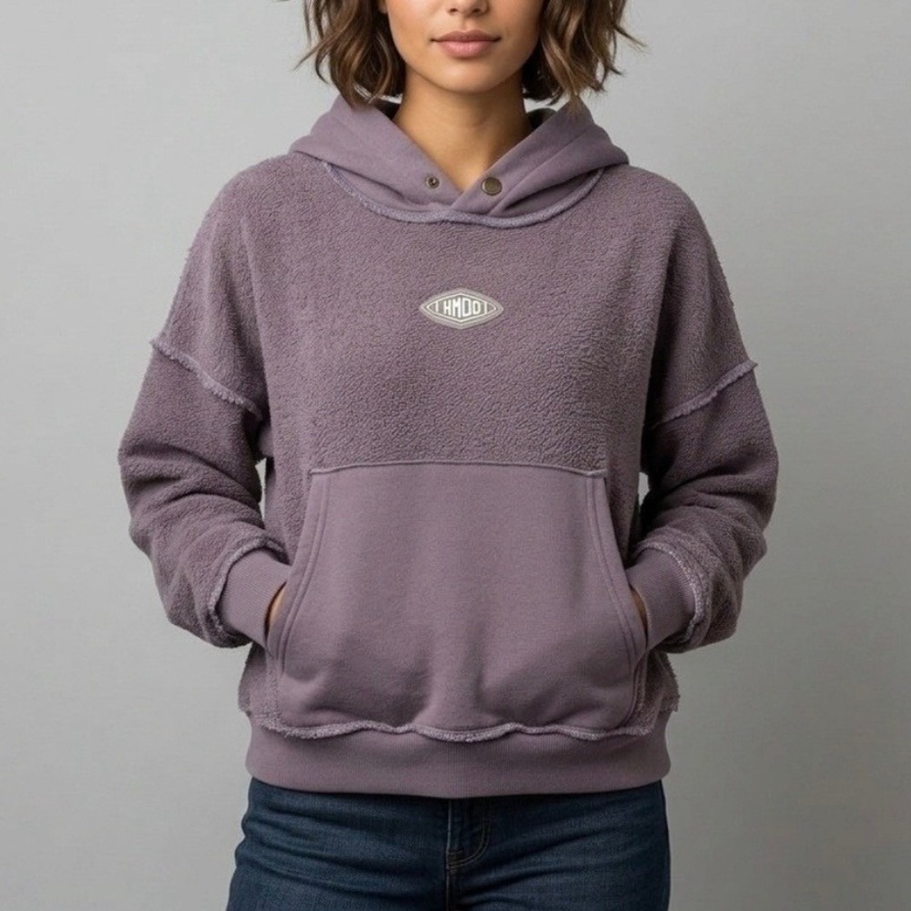 Happy Memories Don't Die HMDD Purple Snap Button Fleece Hoodie Women's Medium